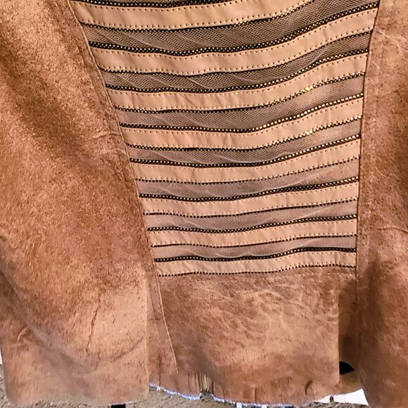 Frank Lyman Montreal | New Never Worn Chestnut Moto Jacket w/ Gold Embellishment - Picture 5 of 16